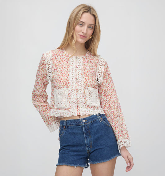 The Tory Top - Ivory Geo Ditsy