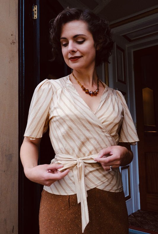 1930s Wrap Blouse - Oakline Stripe