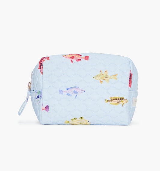 The Mini Quilted Cosmetic Bag - Blue Rainbow Fish