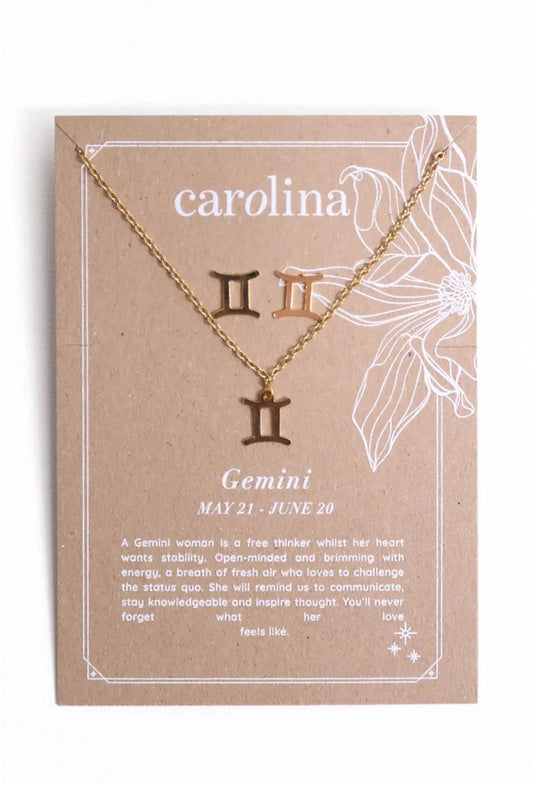 Gemini Zodiac Necklace & Earring Set