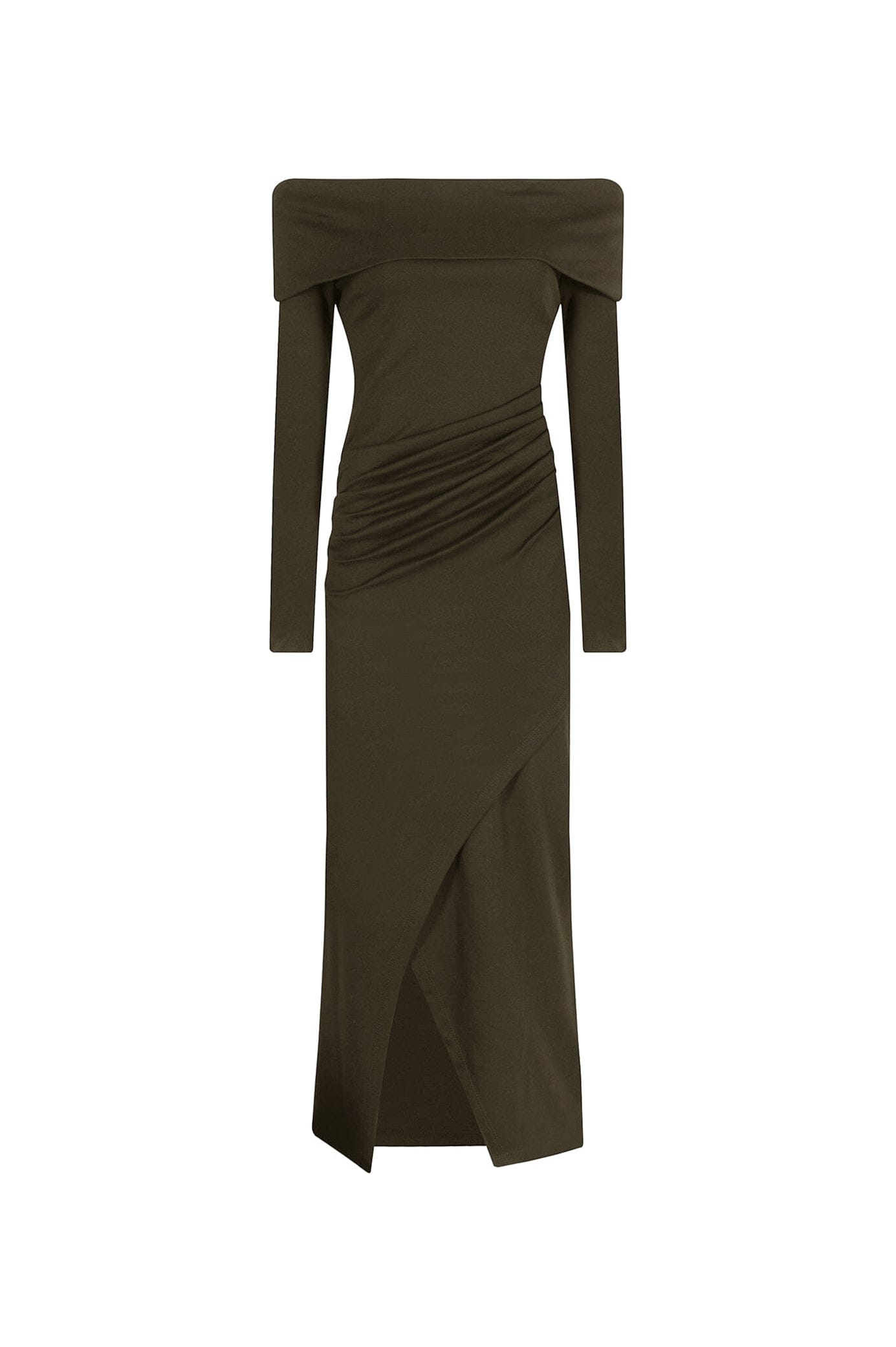 Megan Off Shoulder Midi Dress Olive