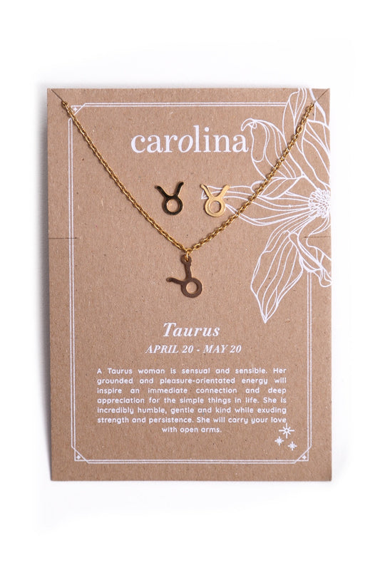 Taurus Zodiac Necklace & Earring Set